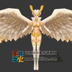 金色 緊身衣 白發(fā) 天使模型