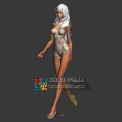 白發(fā) 少女 性感 卷發(fā) 旗袍 模型