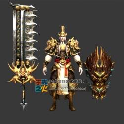 古裝 戰(zhàn)士  將軍鎧甲刀盾 模型
