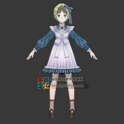 可愛(ài) 金發(fā) 短發(fā) 洛麗塔 女仆模型
