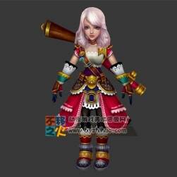 粉發(fā) 卡通 勇士 槍炮 模型