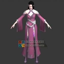 粉衣古裝黑色長發(fā)御姐 Max模型