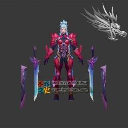 白發(fā) 鎧甲 砍刀 戰(zhàn)士 模型