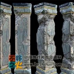 破碎的石柱頂梁柱模型