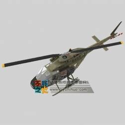 軍用直升機(jī)Bell OH-58 Kiowa 帶內(nèi)部 3D模型