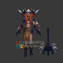 面具 少女 戰(zhàn)士 斧頭 模型