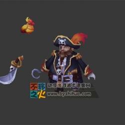 海盜 船長 刀 鸚鵡  模型