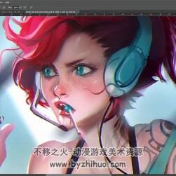 gamer girl 游戲女孩 PS插畫繪制教程 帶PSD源文件