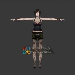 黑發(fā) 性感美女 夜店 網襪 T-pose模型