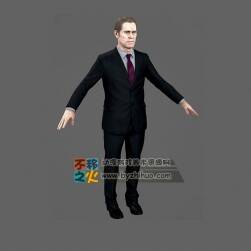 次世代歐美中年男黑西裝模型