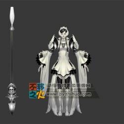 美女 法師 白衣 外觀  模型