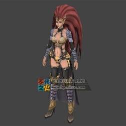 性感紅發(fā)女斗士 女戰(zhàn)士 Max模型 四邊面