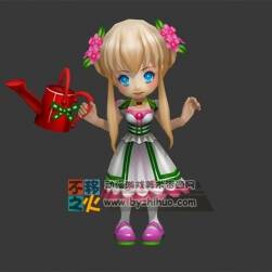 蘿莉 澆花 小女孩模型