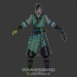 東方古風(fēng)俠客 3D模型 有綁定垂手轉(zhuǎn)頭的動作