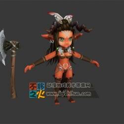精靈 可愛 部落 女戰(zhàn)士 模型