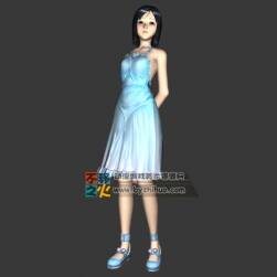 黑發(fā)連衣裙美少女模型