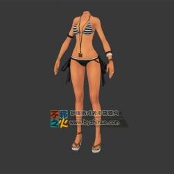 性感女體黑白條紋比基尼模型