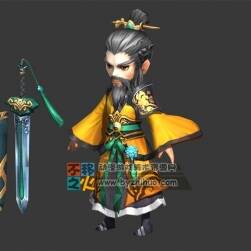 卡通 老頭 劍客 道士 模型