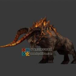角牛 長(zhǎng)角烈焰牛 帶綁定 3D模型