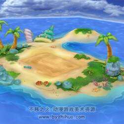 沙漠戰(zhàn)斗地圖 Q版小海島場景模型