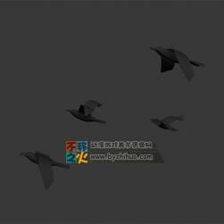 一群正在飛行的鳥 Max模型 含動(dòng)作