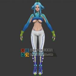 藍發(fā) 美女 性感 緊身衣 模型