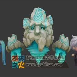 韓國Q版角色 女孩 管家 冰雪怪物模型