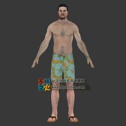 中年 男人 沙灘褲 模型