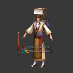 帶把傘的古代趕考書生模型