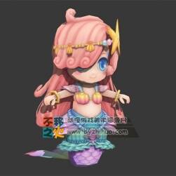 粉毛 長發(fā) 美人魚 可愛 少女 模型