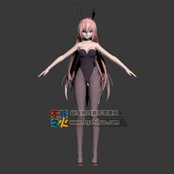 粉發(fā) 二次元 美少女 兔女郎 模型