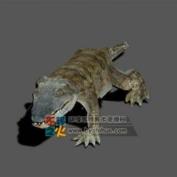 鱷魚 含全套動作 Max模型 四邊面