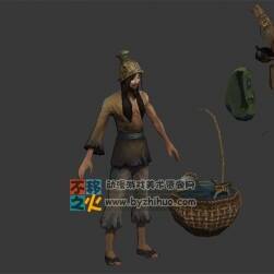 中年 瘦弱 乞丐 模型