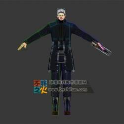 銀發(fā) 中年 男人 風衣 模型