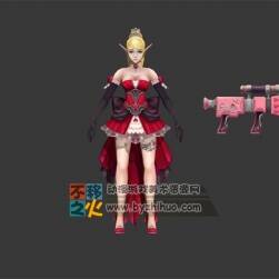 金發(fā) 精靈 女 槍炮 模型