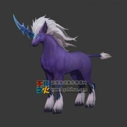 鐵角白鬢馬 獨(dú)角紫駒 Max模型